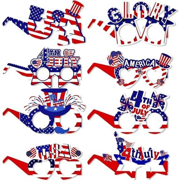 4th of July Party Accessories American Flag Sunglasses Red White and Blue USA - Picture 1 of 6